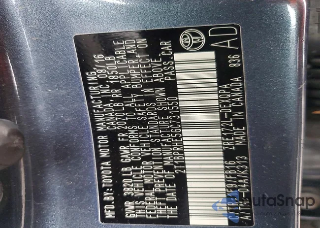 2T1BPRHE5GC731550: 75478785