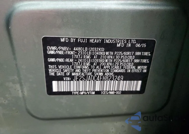 JF2SJADC4FH823249: 74264335