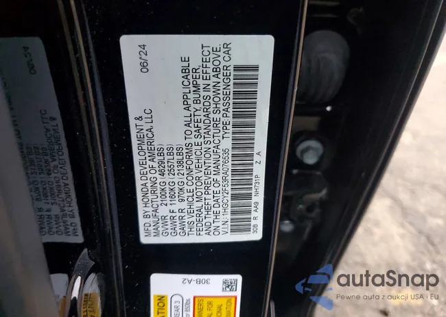 1HGCY2F53RA076535: 99876675