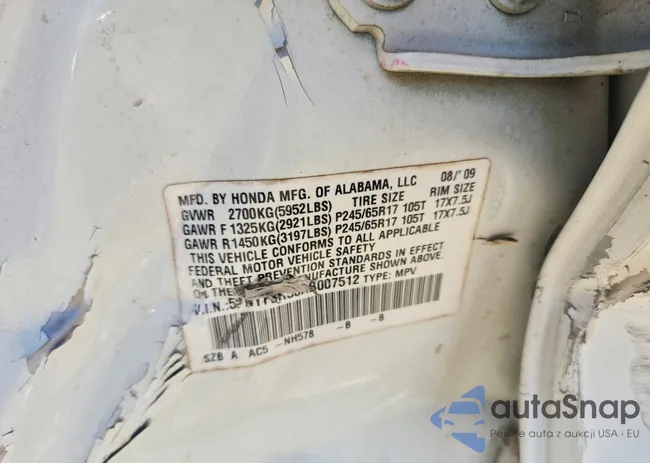 5FNYF3H58AB007512: 98848845