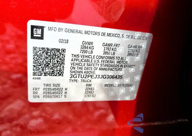 3GTU2PEJ3JG306435: 99378165