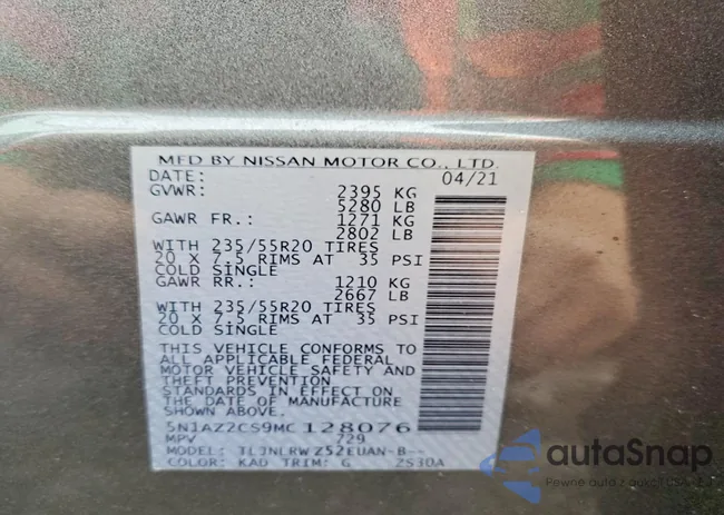 5N1AZ2CS9MC128076: 97559195