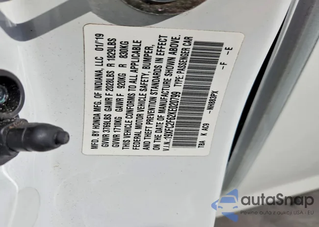 19XFC2F62KE020799: 74933065