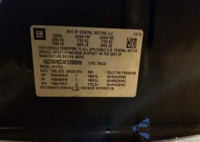 1GCVKREC4FZ288889: 96172465