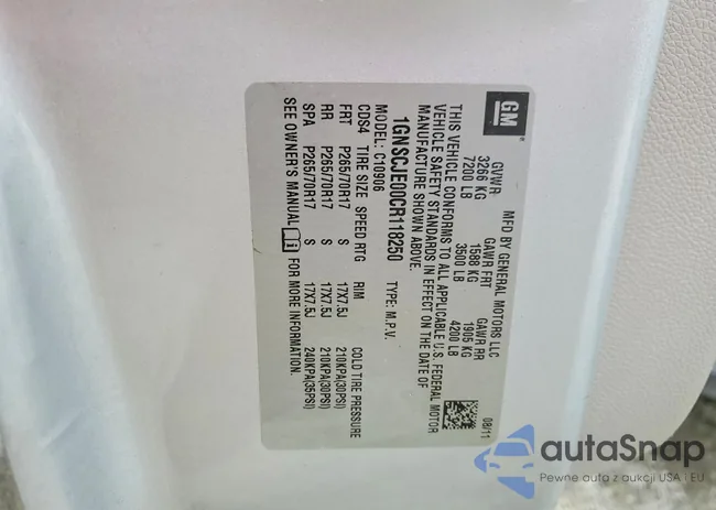 1GNSCJE00CR118250: 99721015