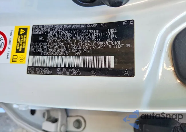 2T2ZK1BA5DC094610: 75037215