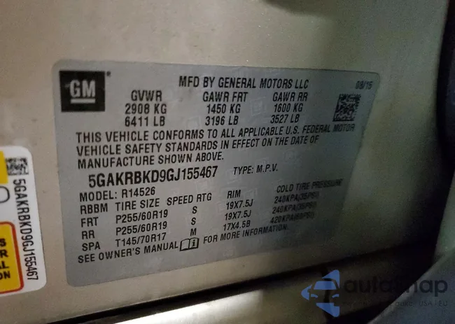 5GAKRBKD9GJ155467: 99684565