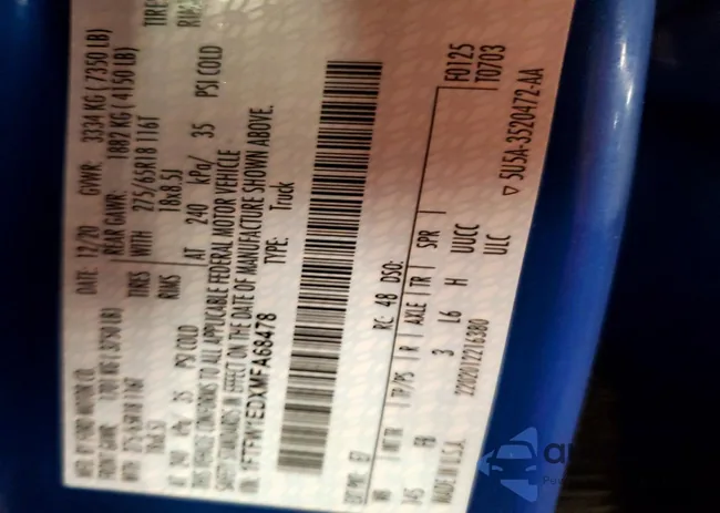 1FTFW1EDXMFA68478: 99629425