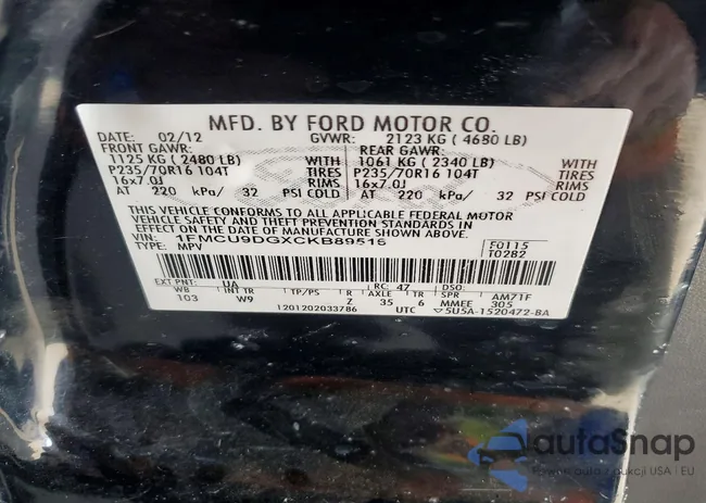 1FMCU9DGXCKB89516: 97394435