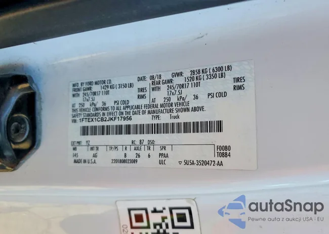 1FTEX1CB2JKF17956: 99762785