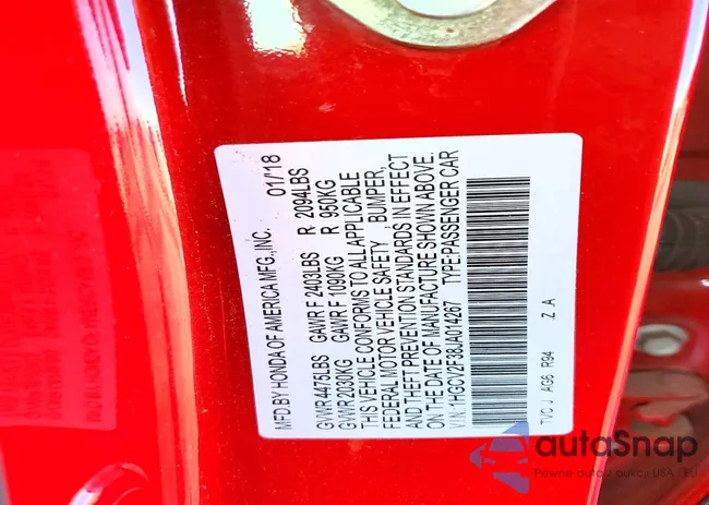 1HGCV2F38JA014267: 73666615