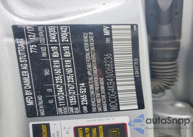 WDC0G4KB4JV068236: 99758885