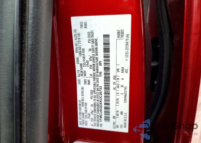 1FMCU0GDXKUC20733: 73074485