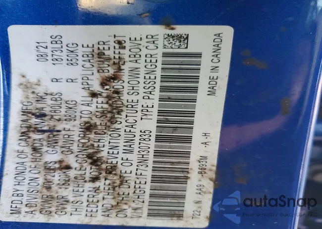 2HGFE1F73NH307835: 99094865