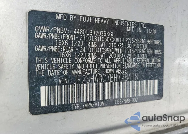 JF2SHABC7BH728418: 73801275