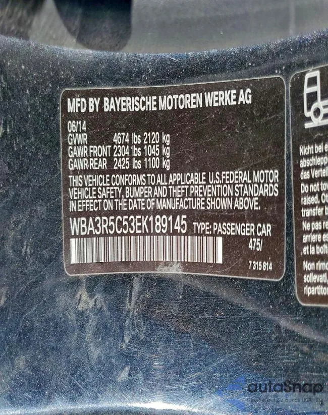 WBA3R5C53EK189145: 73516435