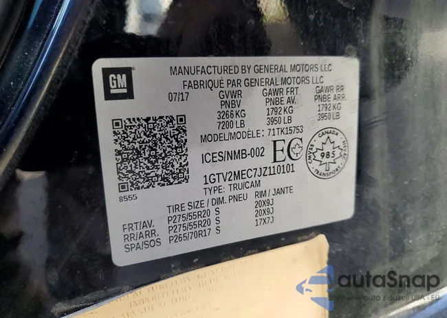 1GTV2MEC7JZ110101: 74198525