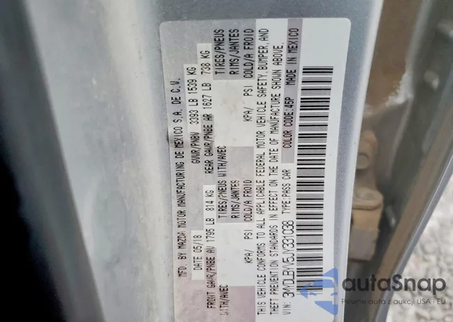 3MYDLBYV5JY331038: 99919285