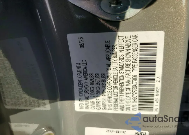 1HGCY2F76SA072096: 73655475