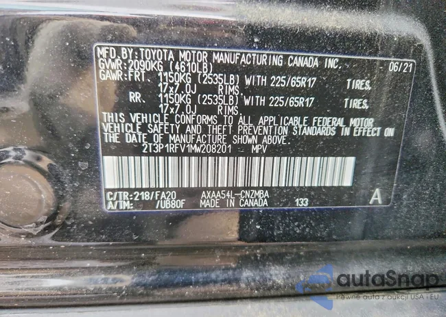 2T3P1RFV1MW208201: 74487285