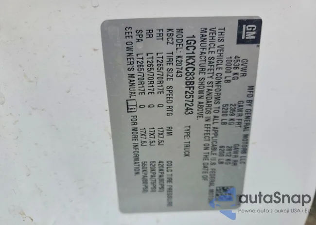 1GC1KXC83BF257243: 98640655