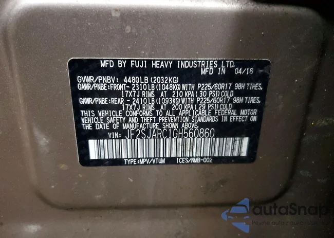 JF2SJARC1GH560860: 73107915