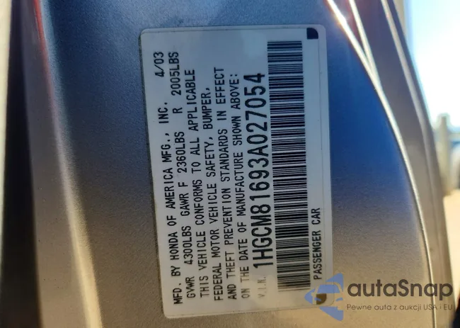 1HGCM81693A027054: 74853975