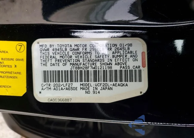 JT8BH28F7W0121198: 98146785
