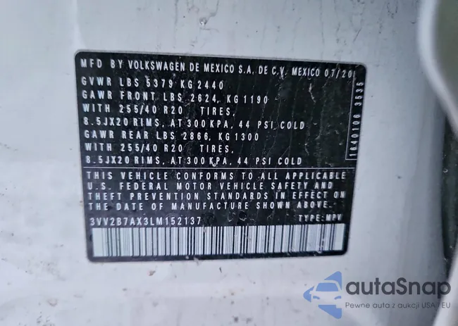 3VV2B7AX3LM152137: 72964005