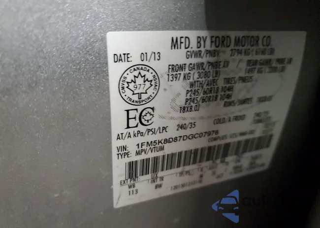 1FM5K8D87DGC07976: 99719865