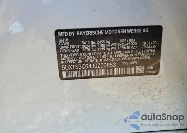 5UXTS3C54J0Z00853: 72871895