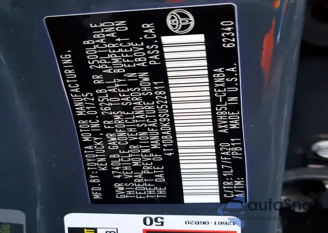 4T1DBADK9SU522811: 96516085