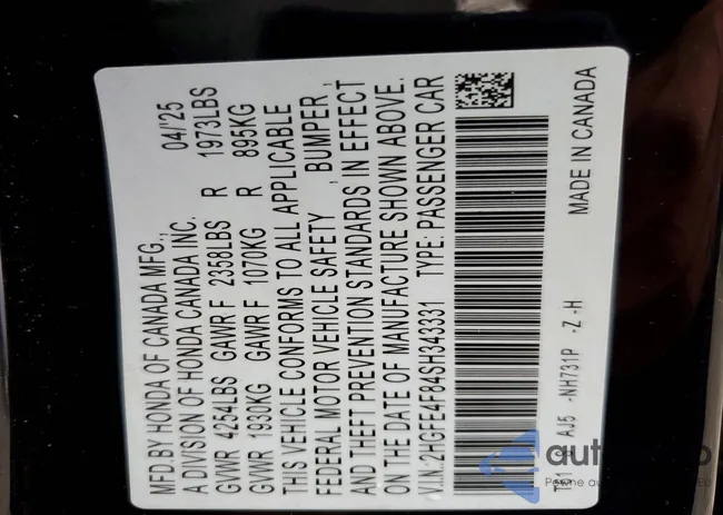 2HGFE4F84SH343331: 72377335