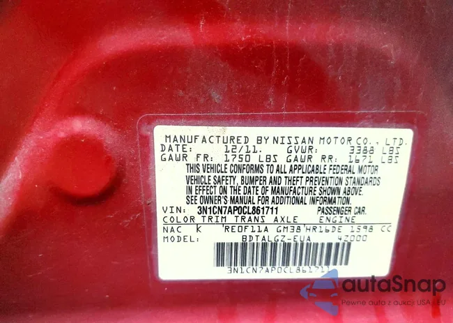 3N1CN7AP0CL861711: 99822575