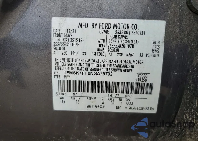 1FMSK7FH0NGA29792: 74242485