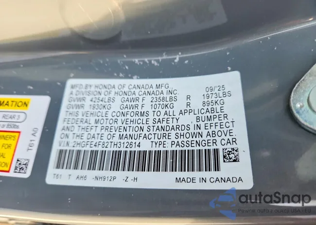 2HGFE4F82TH312614: 98717075