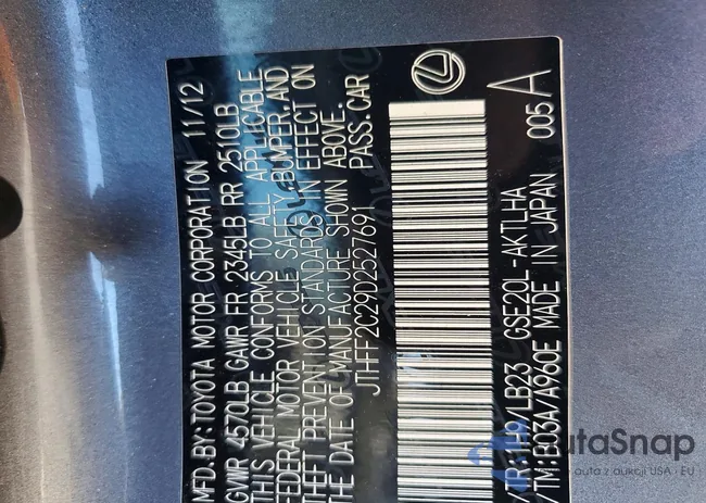 JTHFF2C29D2527691: 72561125