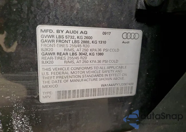 WA1A4AFY1J2067489: 99572305