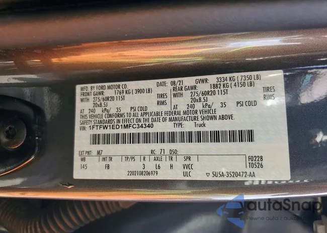 1FTFW1ED1MFC34340: 72989485