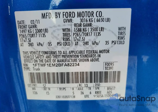 1FTMF1EM2BFA82234: 99731375