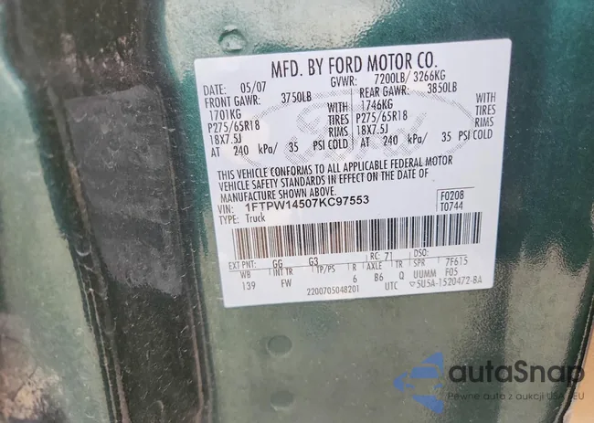 1FTPW14507KC97553: 74903375