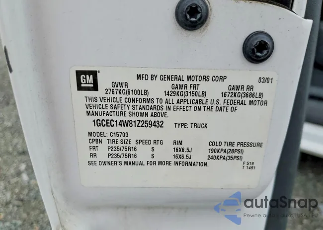 1GCEC14W81Z259432: 99256575