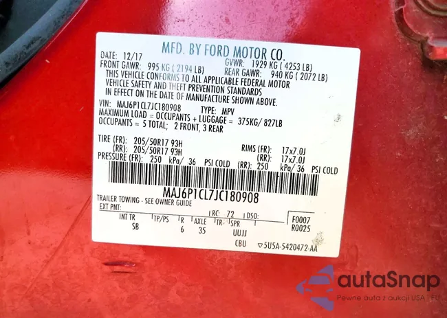 MAJ6P1CL7JC180908: 99601005