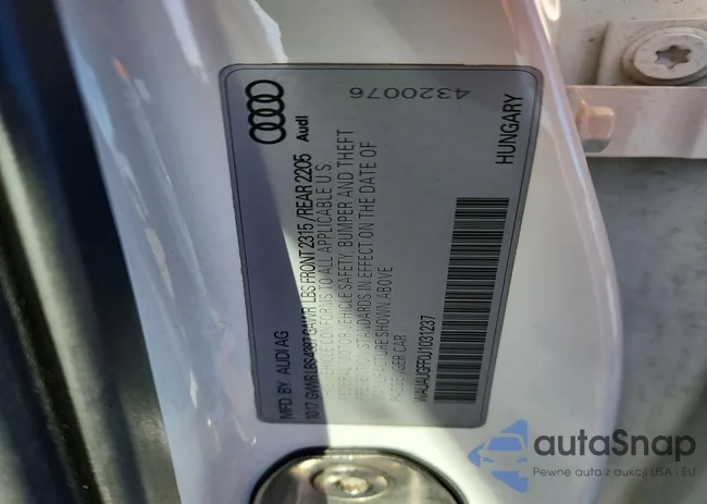 WAUAUGFF0J1031237: 72702635