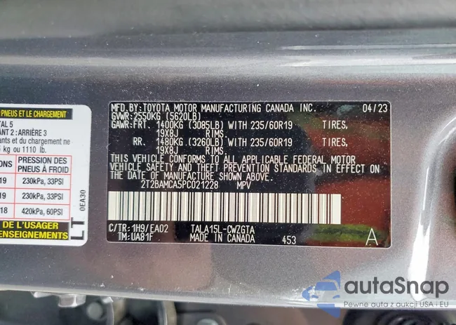 2T2BAMCA5PC021228: 99488865