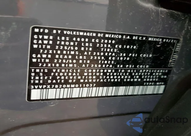 3VVPX7B20NM011037: 98864185