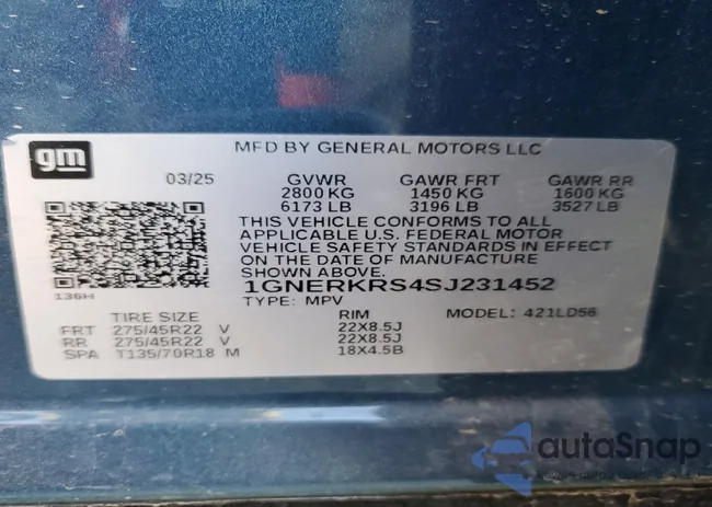 1GNERKRS4SJ231452: 72995385