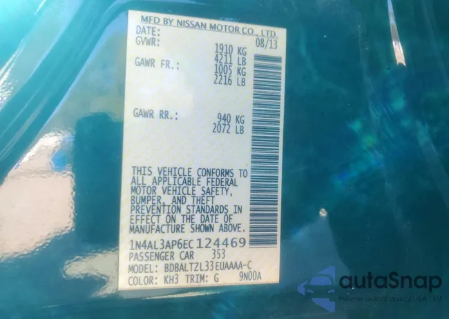 1N4AL3AP6EC124469: 73613445