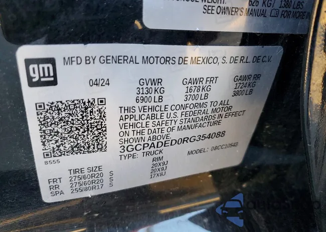 3GCPADED0RG354088: 74407985