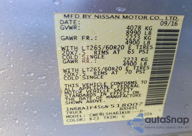 1N6BA1F45GN518007: 73450355